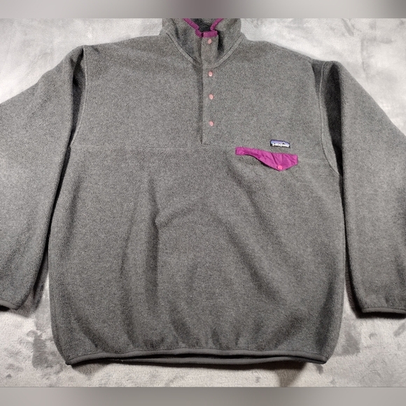 VTG Patagonia 90s Synchilla Snap-T Gray Fleece Pullover Jacket XL 25450 - Picture 1 of 7